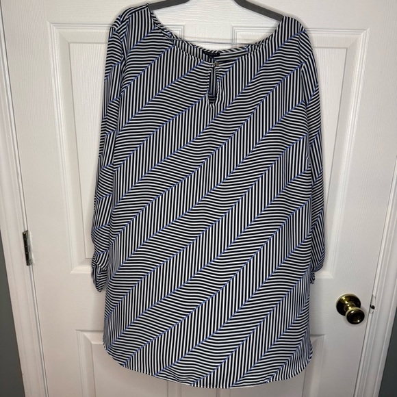 Talbots Women Blue, Black, and White Striped Blouse Size 3X Plus GUC - Picture 1 of 6